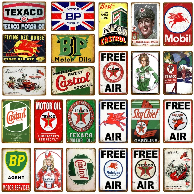 Vintage Collectible Plates - Carteles de aceite de Motor Texaco
